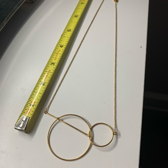 Open Circle Abstract Dainty Goldtone Necklace - Picture 5 of 6